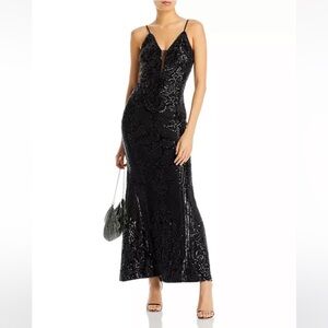 NWT Aqua Sequined Long Gown